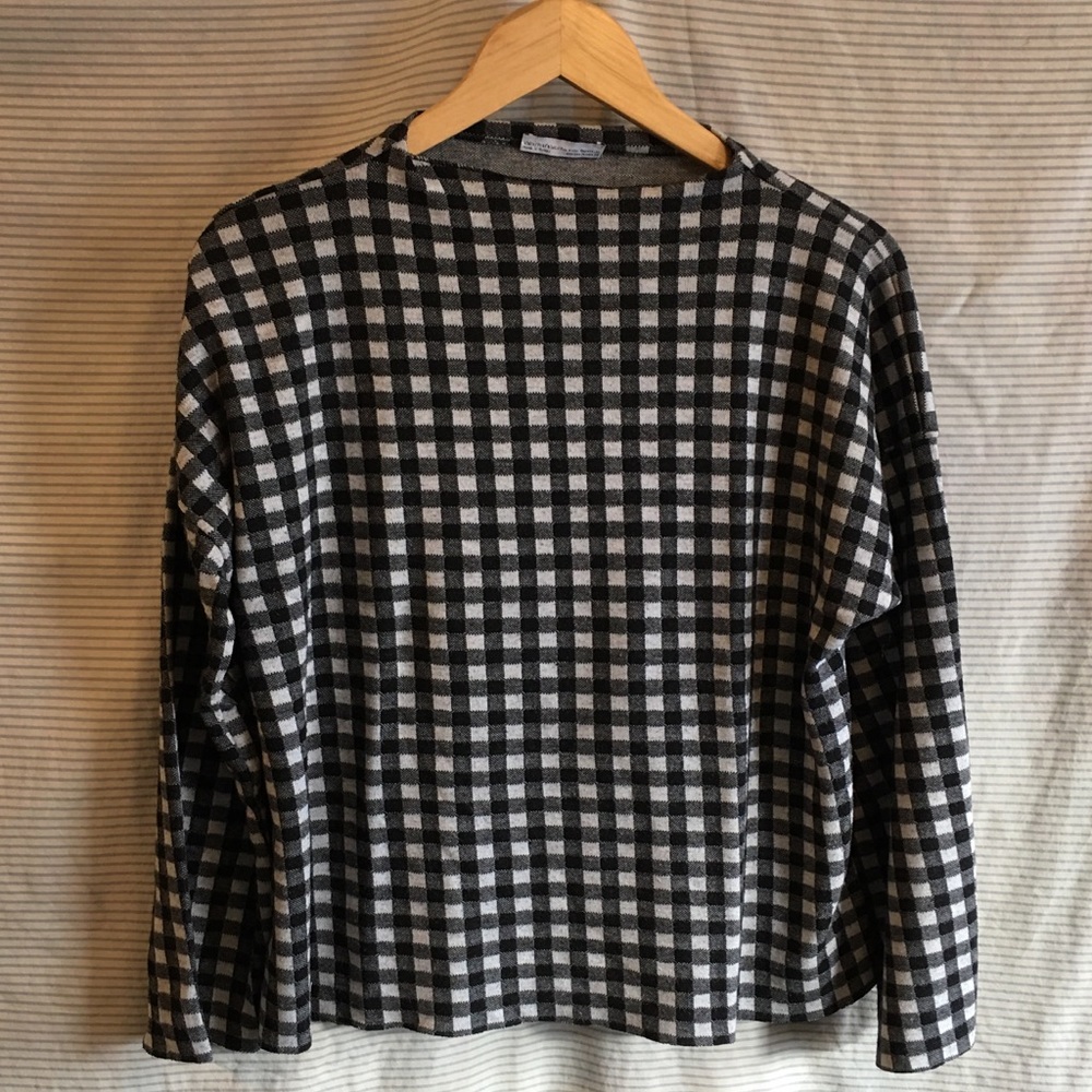 Zara Trafaluc Lightweight gingham boxy pullover M